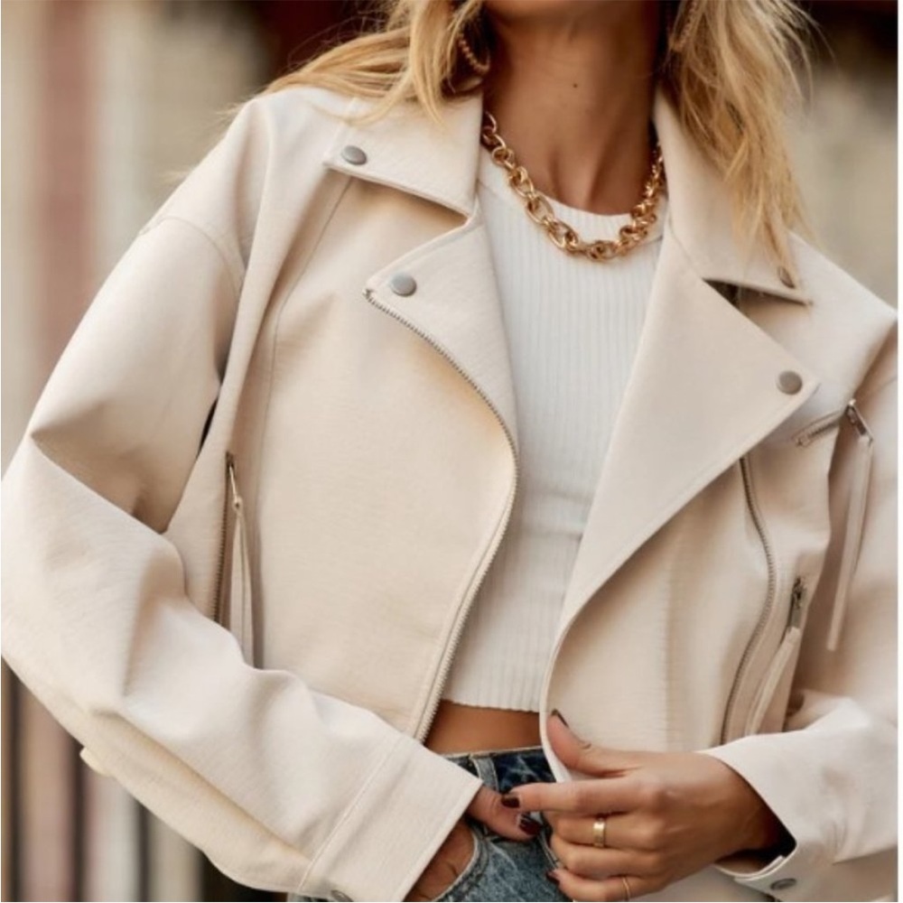 12th Tribe - ROXBURY EGG SHELL CROC VEGAN LEATHER JACKET